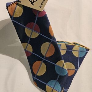 Navy Blue Geometric Patterned Tie
